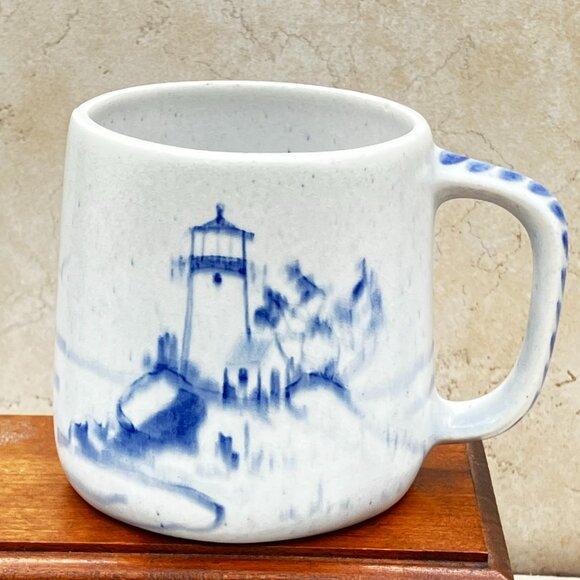 Vintage Ipswich Craft Pottery Hand Painted "Low Tide" Mug Cup 1980's - Picture 1 of 10
